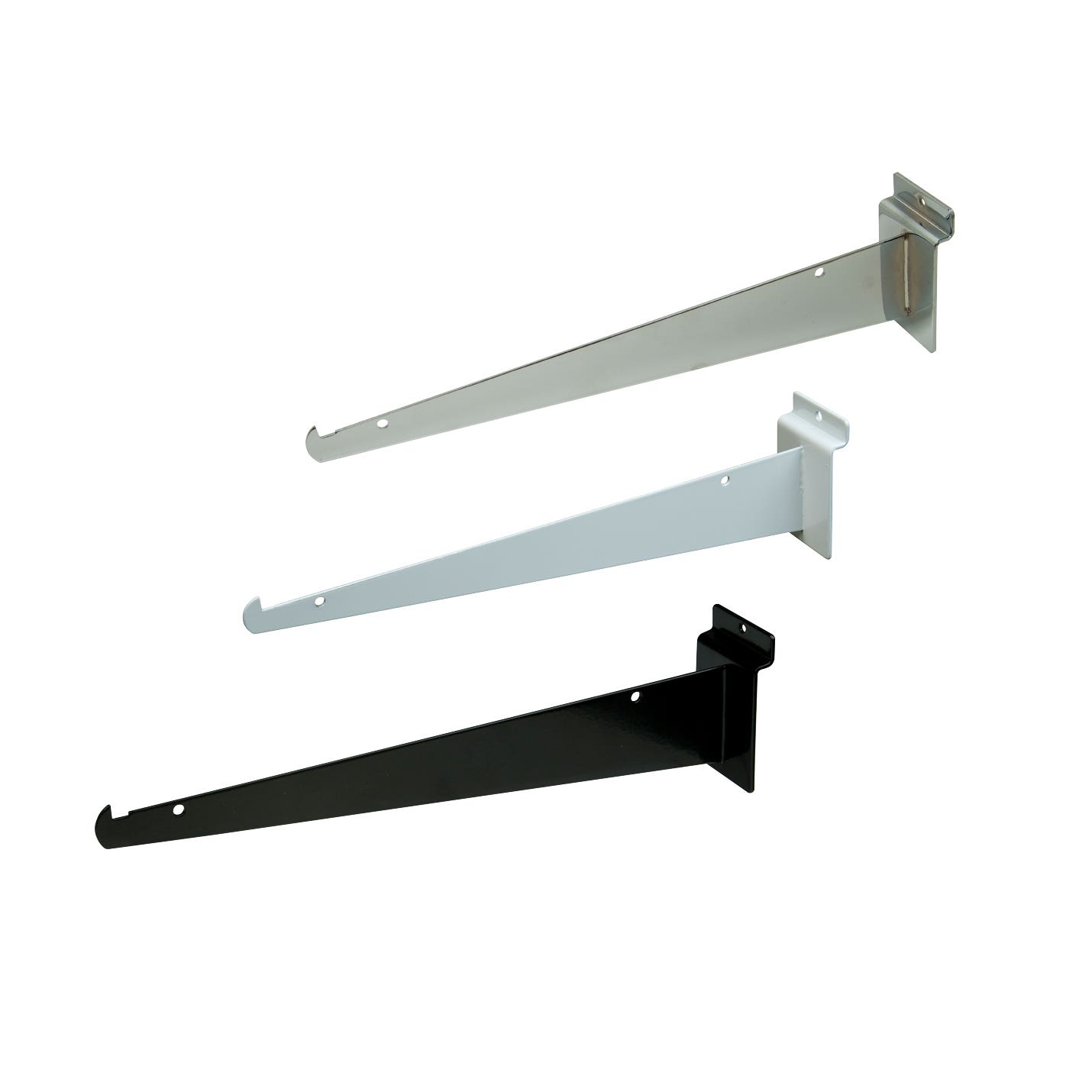 Qty 24 Black Slatwall Shelf Brackets W/ Front Lip 12" 