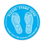 Please Stand Here PPE Floor Decal - 12” Diameter   Pack of 5